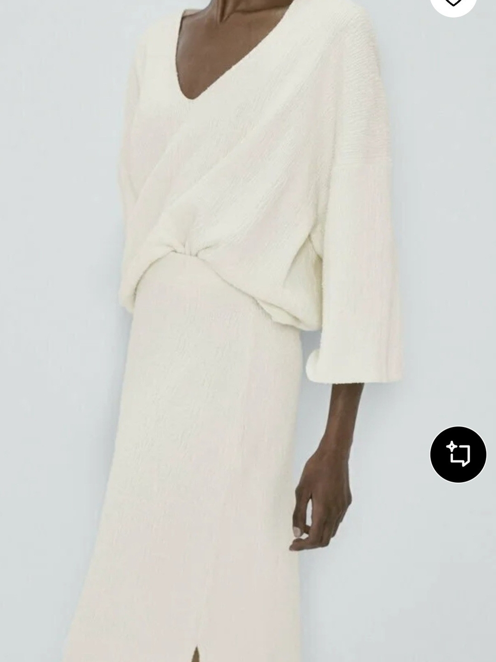 Massimo Dutti NWT Cream Ribbed Midi Skirt S - Picture 3 of 8